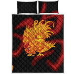 Chinese New Year Rooster Print Quilt Bed Set