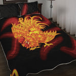 Chinese New Year Rooster Print Quilt Bed Set