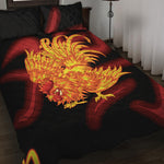 Chinese New Year Rooster Print Quilt Bed Set