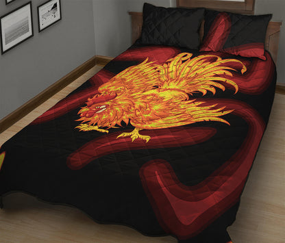 Chinese New Year Rooster Print Quilt Bed Set