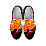 Chinese New Year Rooster Print White Slip On Shoes