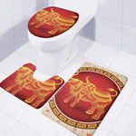 Chinese Ox Zodiac Sign Print 3 Piece Bath Mat Set