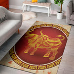 Chinese Ox Zodiac Sign Print Area Rug