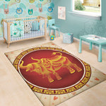 Chinese Ox Zodiac Sign Print Area Rug