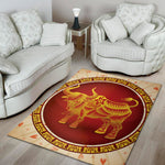 Chinese Ox Zodiac Sign Print Area Rug