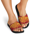 Chinese Ox Zodiac Sign Print Black Slide Sandals