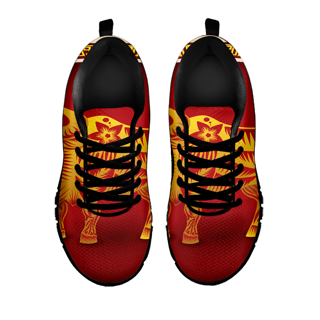 Chinese Ox Zodiac Sign Print Black Sneakers
