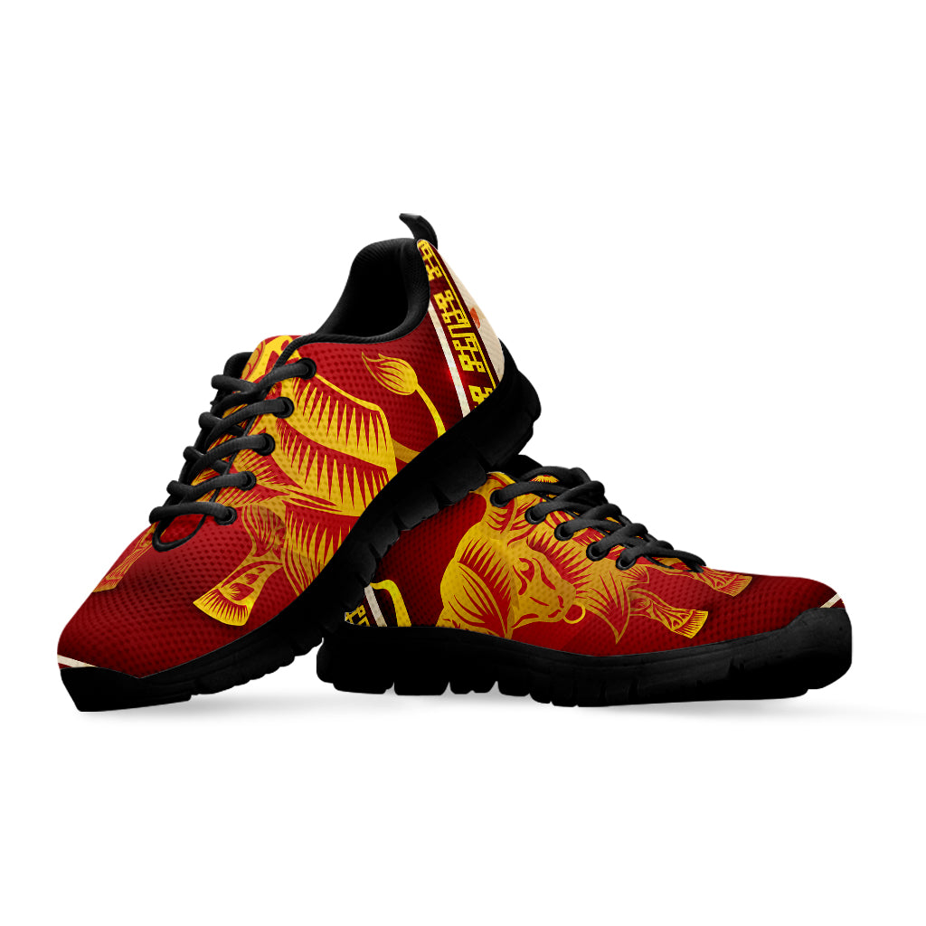 Chinese Ox Zodiac Sign Print Black Sneakers