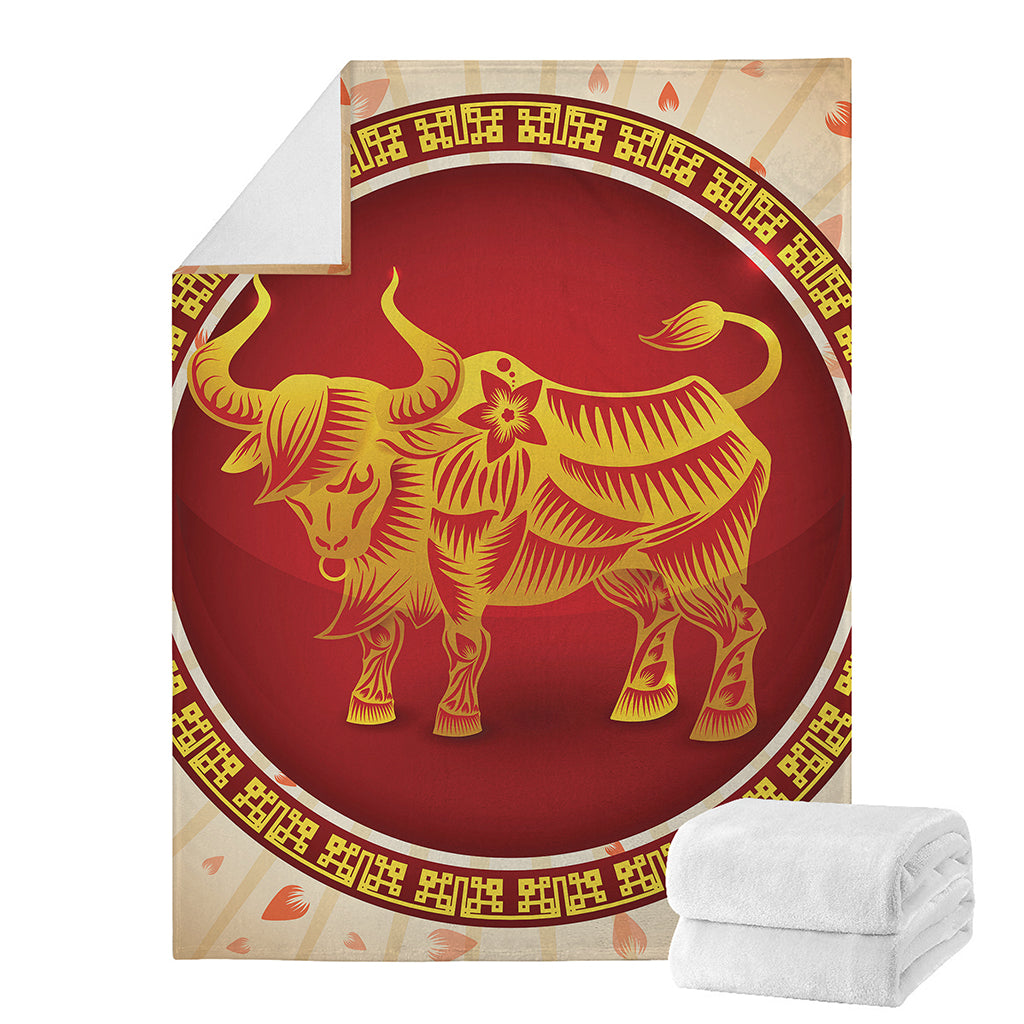 Chinese Ox Zodiac Sign Print Blanket