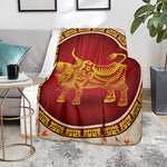 Chinese Ox Zodiac Sign Print Blanket