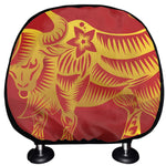 Chinese Ox Zodiac Sign Print Car Headrest Covers