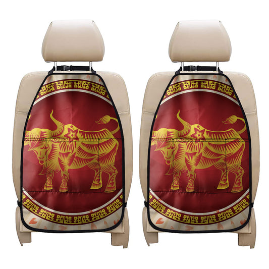 Chinese Ox Zodiac Sign Print Car Seat Organizers
