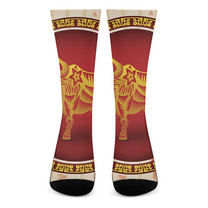 Chinese Ox Zodiac Sign Print Crew Socks