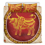 Chinese Ox Zodiac Sign Print Duvet Cover Bedding Set