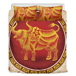 Chinese Ox Zodiac Sign Print Duvet Cover Bedding Set