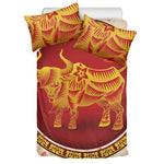 Chinese Ox Zodiac Sign Print Duvet Cover Bedding Set