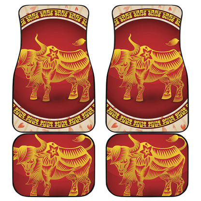 Chinese Ox Zodiac Sign Print Front and Back Car Floor Mats