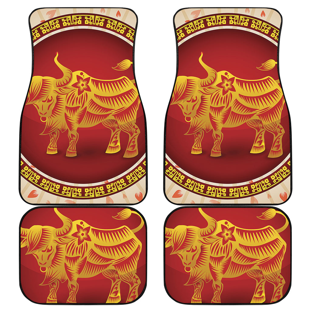 Chinese Ox Zodiac Sign Print Front and Back Car Floor Mats