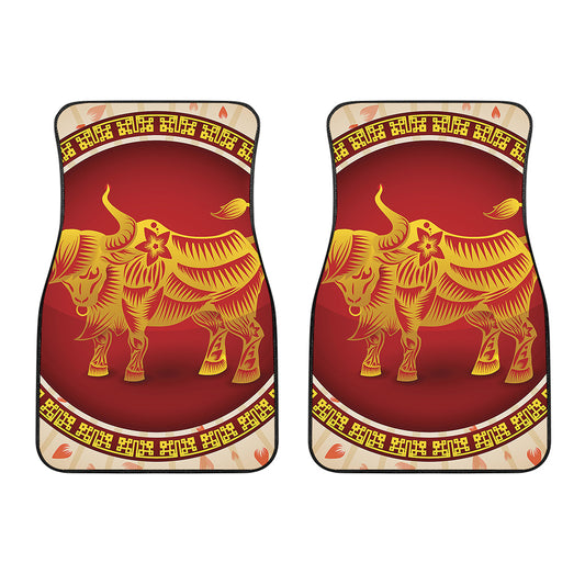 Chinese Ox Zodiac Sign Print Front Car Floor Mats