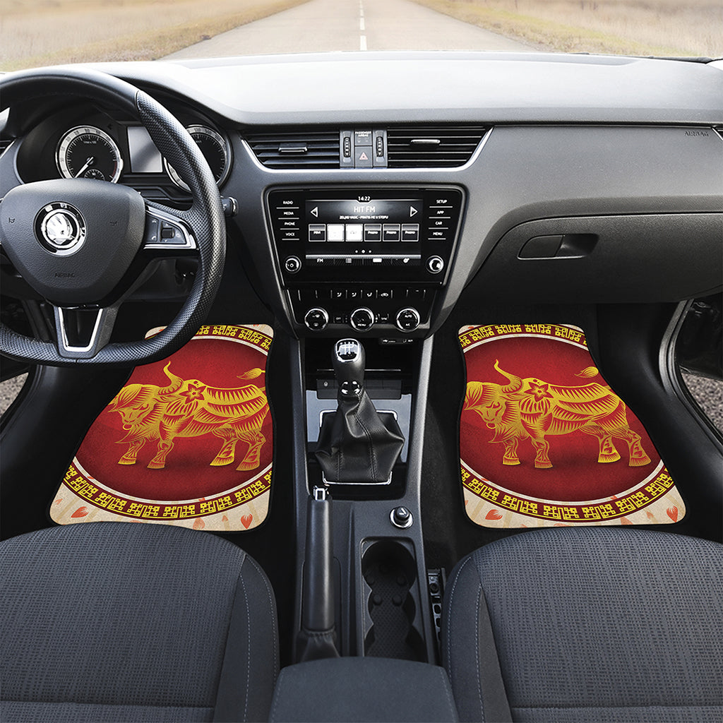 Chinese Ox Zodiac Sign Print Front Car Floor Mats