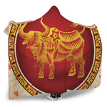 Chinese Ox Zodiac Sign Print Hooded Blanket