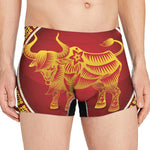 Chinese Ox Zodiac Sign Print Men's Boxer Briefs