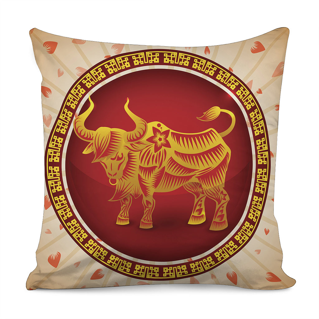 Chinese Ox Zodiac Sign Print Pillow Cover