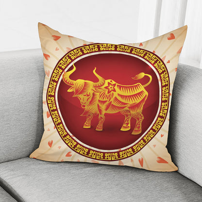 Chinese Ox Zodiac Sign Print Pillow Cover