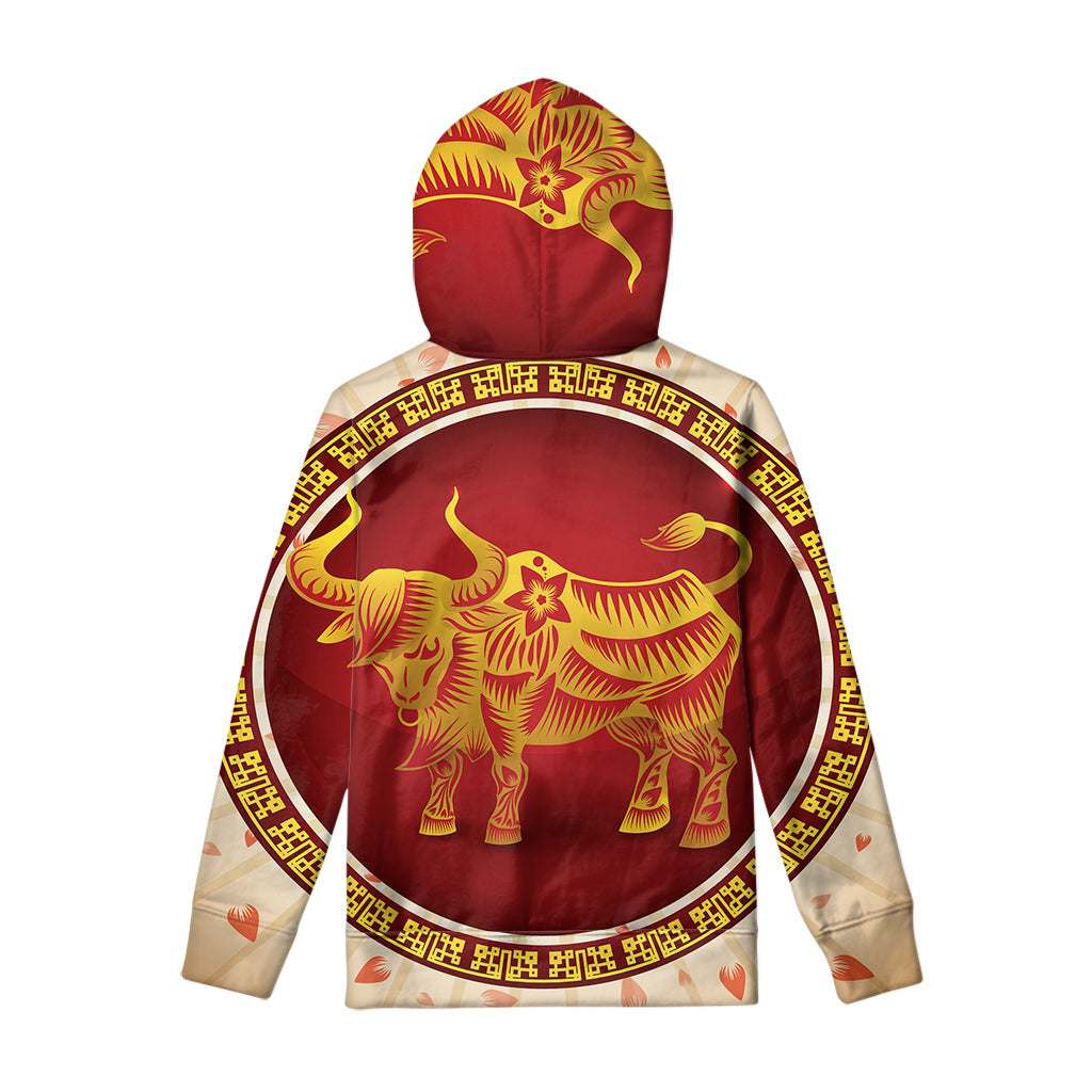 Chinese Ox Zodiac Sign Print Pullover Hoodie