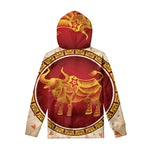 Chinese Ox Zodiac Sign Print Pullover Hoodie