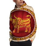 Chinese Ox Zodiac Sign Print Pullover Hoodie