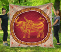 Chinese Ox Zodiac Sign Print Quilt