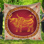 Chinese Ox Zodiac Sign Print Quilt