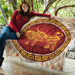 Chinese Ox Zodiac Sign Print Quilt