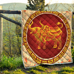 Chinese Ox Zodiac Sign Print Quilt