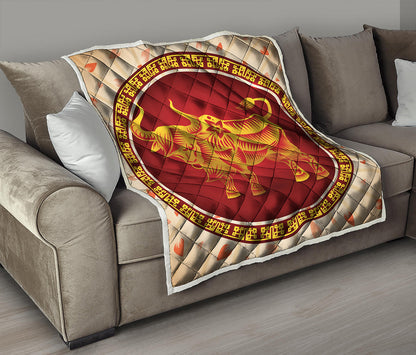 Chinese Ox Zodiac Sign Print Quilt