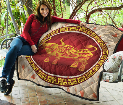 Chinese Ox Zodiac Sign Print Quilt