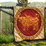 Chinese Ox Zodiac Sign Print Quilt