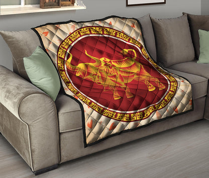 Chinese Ox Zodiac Sign Print Quilt