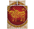 Chinese Ox Zodiac Sign Print Quilt Bed Set