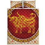 Chinese Ox Zodiac Sign Print Quilt Bed Set