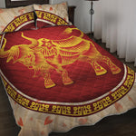 Chinese Ox Zodiac Sign Print Quilt Bed Set