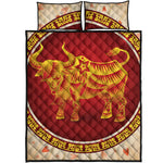 Chinese Ox Zodiac Sign Print Quilt Bed Set