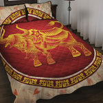 Chinese Ox Zodiac Sign Print Quilt Bed Set