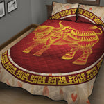Chinese Ox Zodiac Sign Print Quilt Bed Set