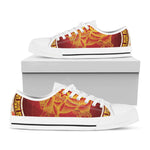 Chinese Ox Zodiac Sign Print White Low Top Shoes