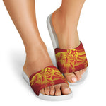 Chinese Ox Zodiac Sign Print White Slide Sandals