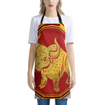 Chinese Ox Zodiac Symbol Print Apron