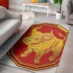 Chinese Ox Zodiac Symbol Print Area Rug