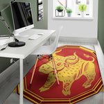 Chinese Ox Zodiac Symbol Print Area Rug